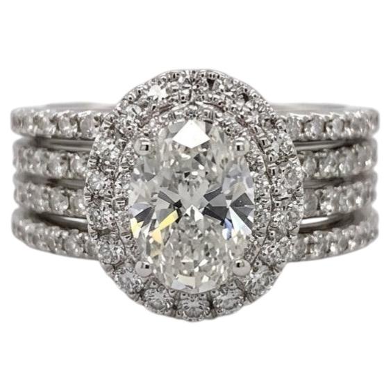 2 Carat Oval Diamond Halo Engagement Ring Set by Neil Lane