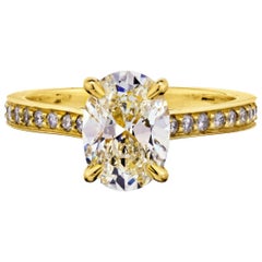 2 Carat Oval Diamond M/I1 GIA Pave Engagement Ring