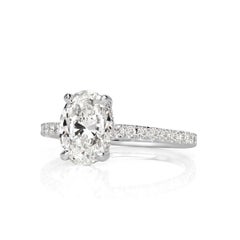 2 Carat Oval Diamond Ring Brilliant White 14K White Gold Everyday Royalty