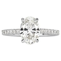 2 Carat Oval Diamond Ring Brilliant White 14K White Gold Everyday Royalty