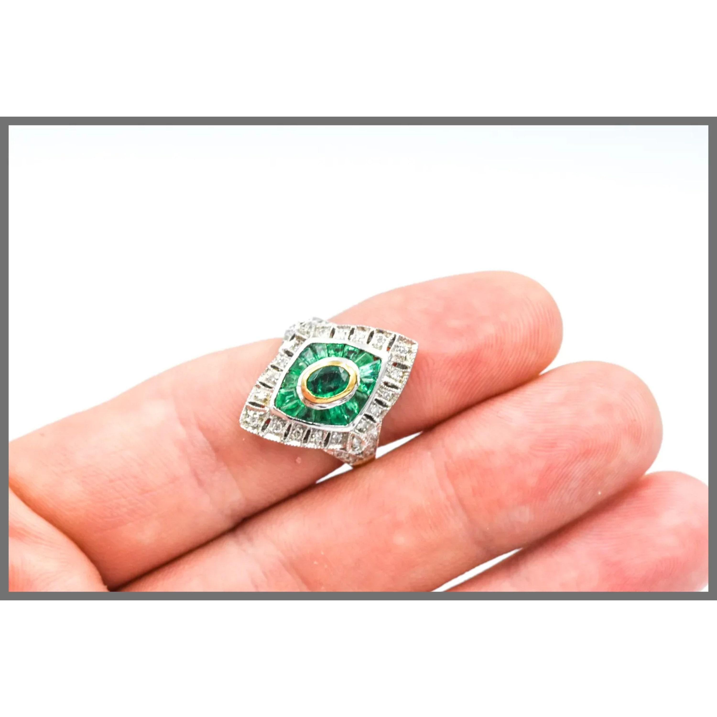 For Sale:  2 Carat Oval Emerald Diamond Engagement Ring Halo Emerald Diamond Cocktail Ring 5