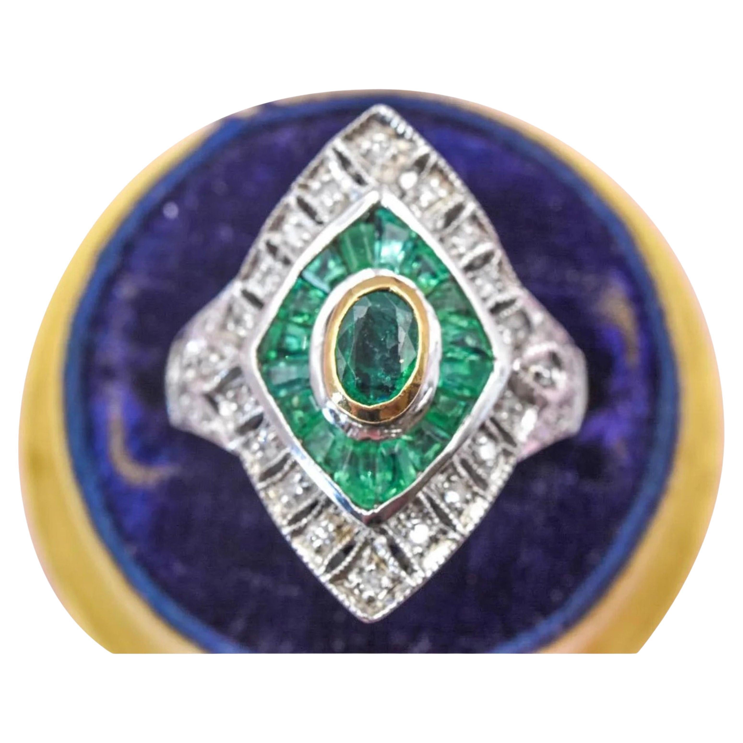2 Carat Oval Emerald Diamond Engagement Ring Halo Emerald Diamond Cocktail Ring