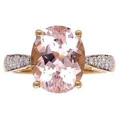 2 Carat Oval Kunzite and Diamond Gold Vintage Cocktail Ring