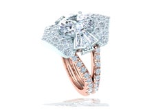2 Carat Oval White and Rose Gold Diamond Engagement Ring