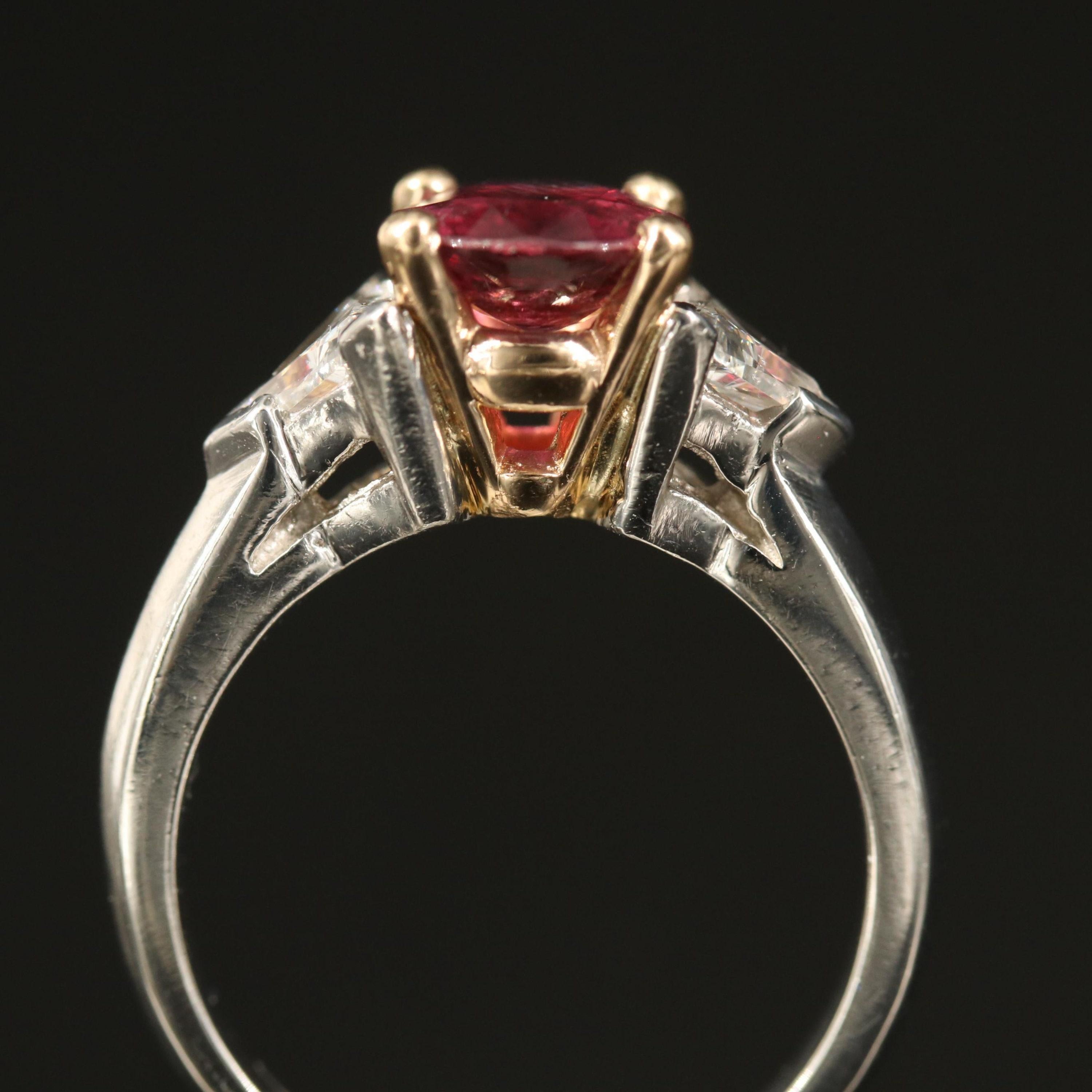 For Sale:  2 Carat OvalCut Ruby Engagement Ring Three Stone White Gold Diamond Wedding Ring 3