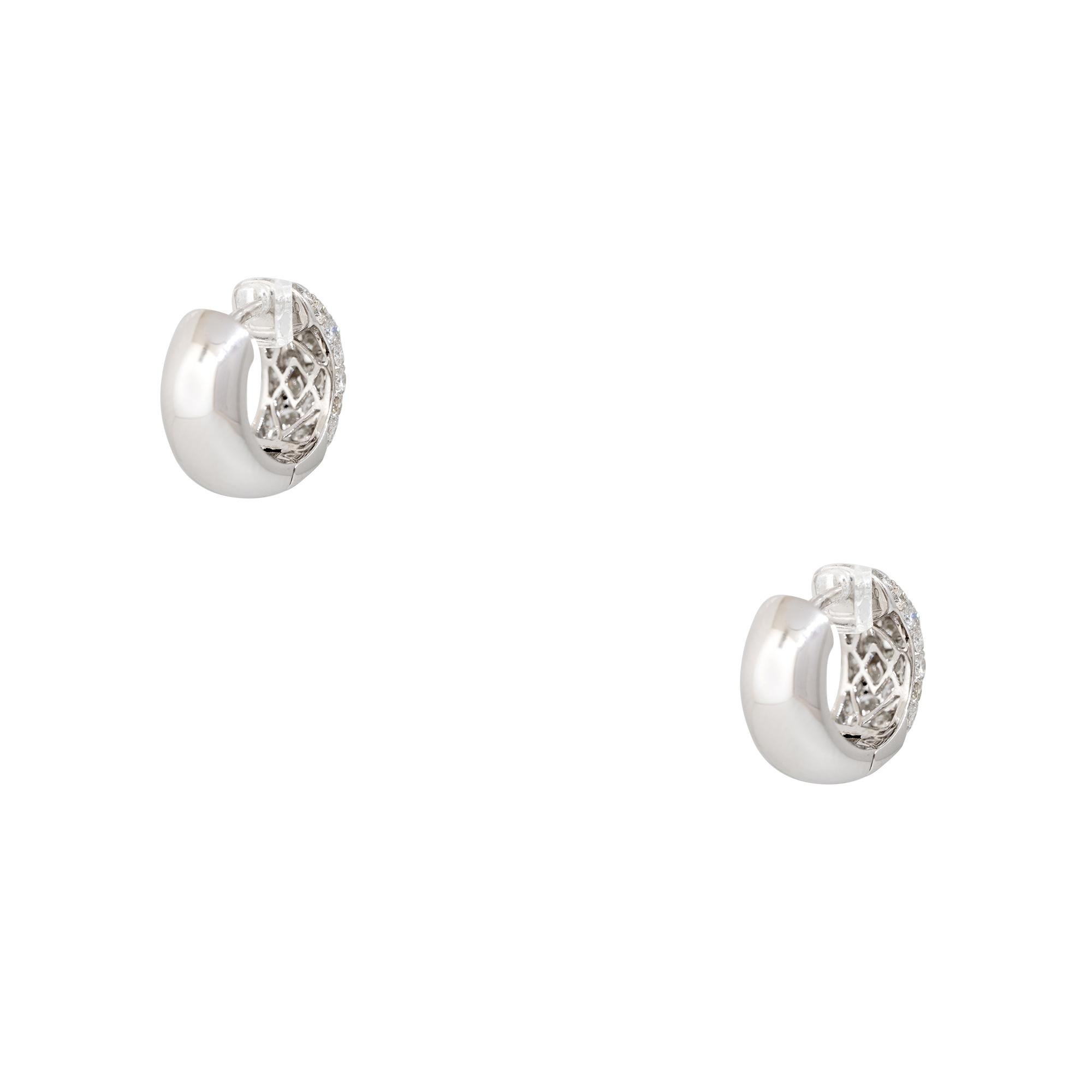 Modern 2 Carat Pave Diamond Mini Huggie Hoop Earrings 18 Karat In Stock For Sale