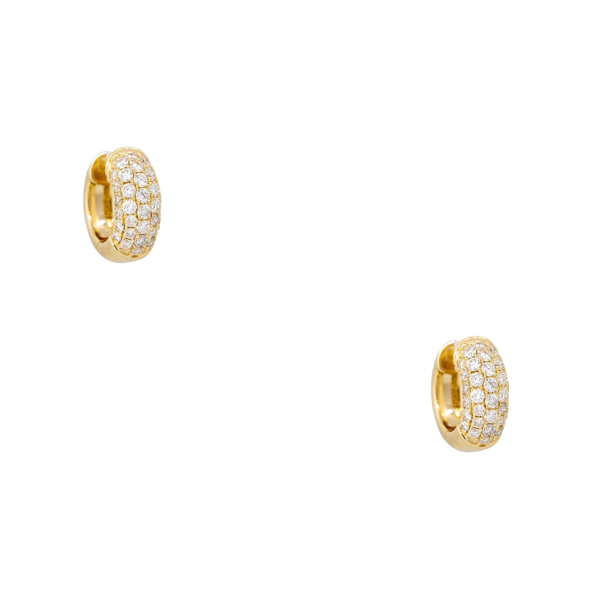 Modern 2 Carat Pave Diamond Mini Huggie Hoop Earrings 18 Karat In Stock For Sale