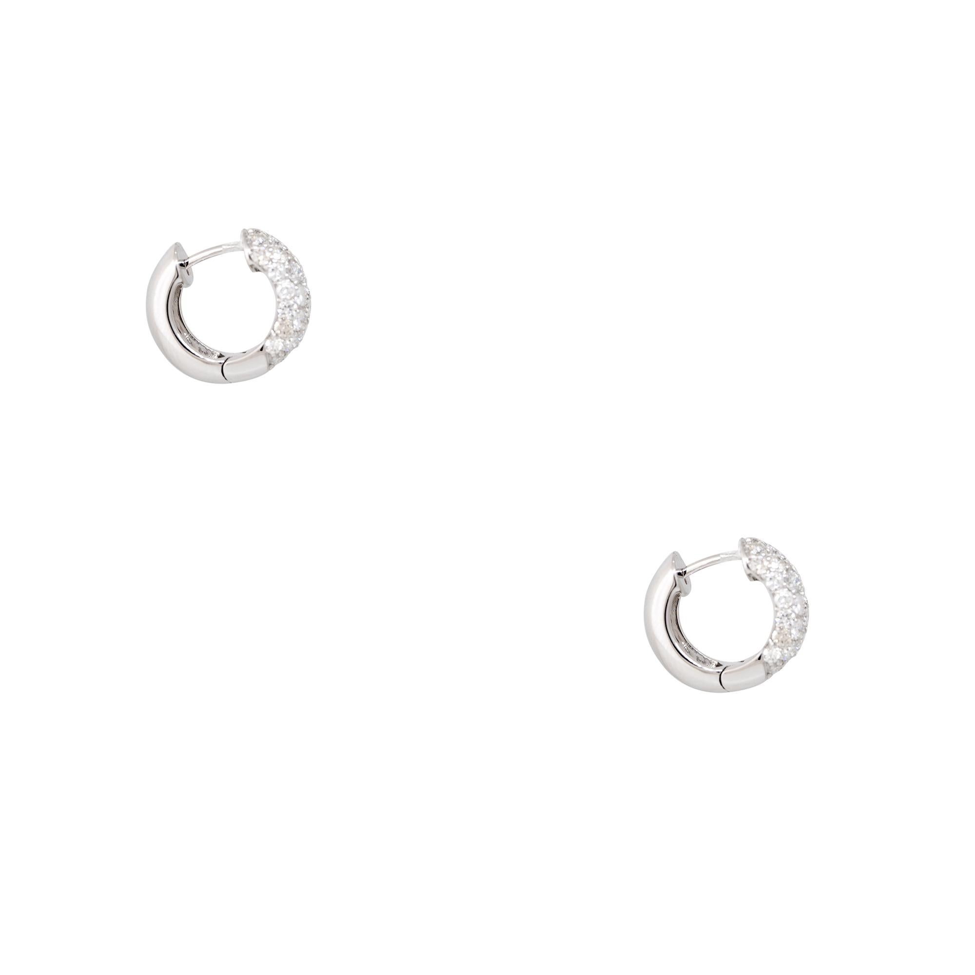 Round Cut 2 Carat Pave Diamond Mini Huggie Hoop Earrings 18 Karat In Stock For Sale