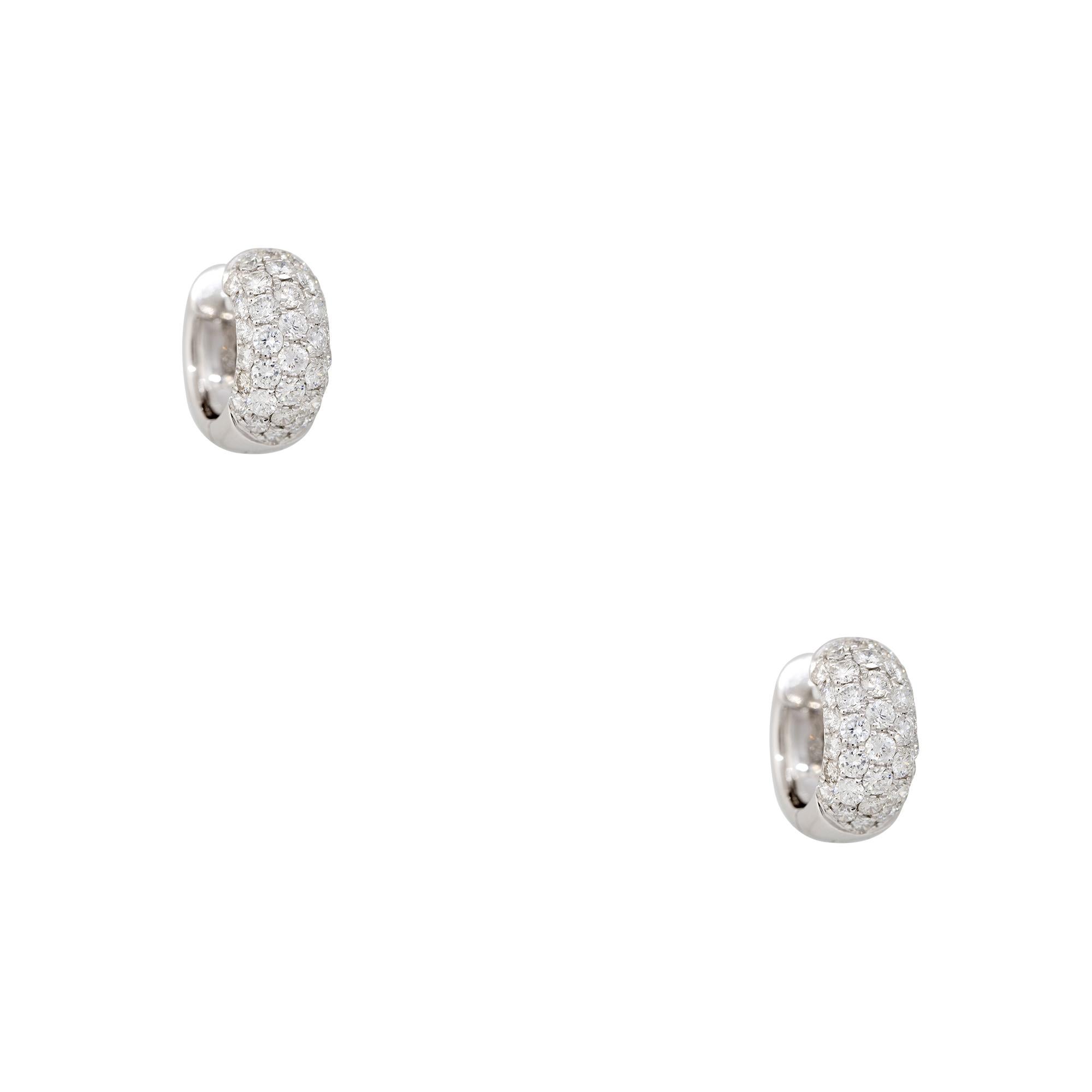 2 Carat Pave Diamond Mini Huggie Hoop Earrings 18 Karat In Stock In Excellent Condition For Sale In Boca Raton, FL
