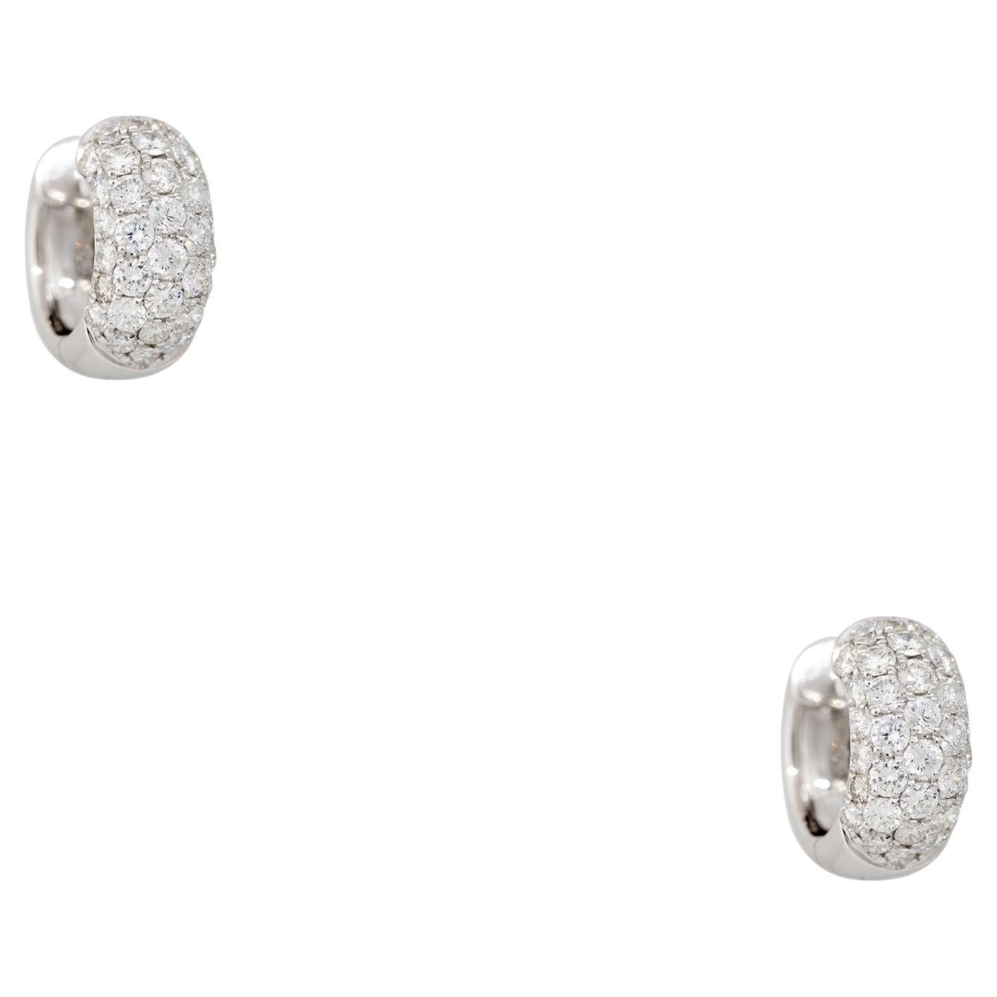 2 Carat Pave Diamond Mini Huggie Hoop Earrings 18 Karat In Stock For Sale