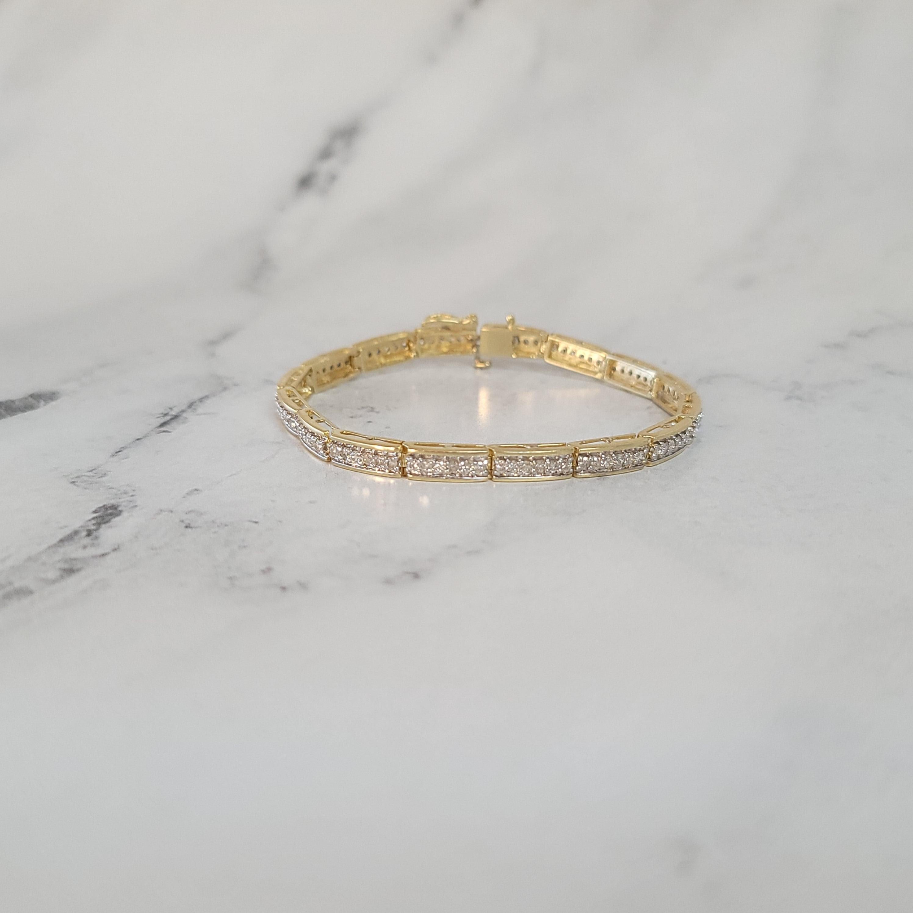 da uomo o donna Bracciale tennis con 2 carati di diamanti in pavé in oro 14k in vendita