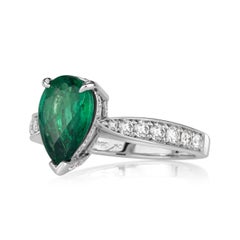 2 Carat Pear Diamond Ring 14K White Gold Everyday Royalty
