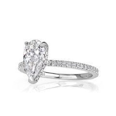 2 Carat Pear Diamond Ring Brilliant White 14K White Gold Effortless Elegance