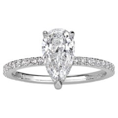 2 Carat Pear Diamond Ring Brilliant White 14K White Gold Effortless Elegance