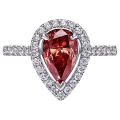 2 Carat Pear Shape Diamond Engagement Ring Certified Fancy Red VVS1