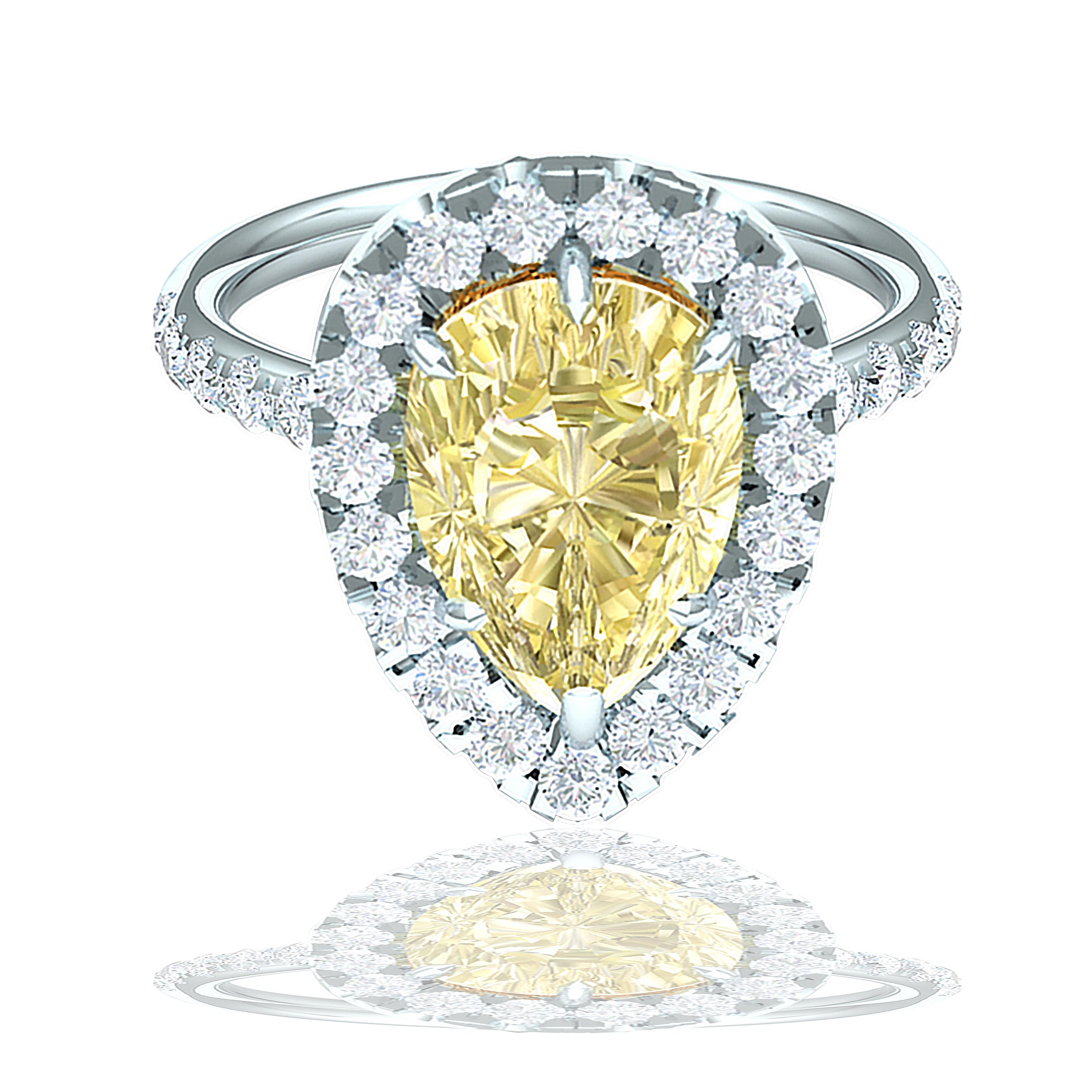 2 Karat birnenförmiger gelber Diamant-Verlobungsring im Zustand „Hervorragend�“ im Angebot in Aliso Viejo, CA