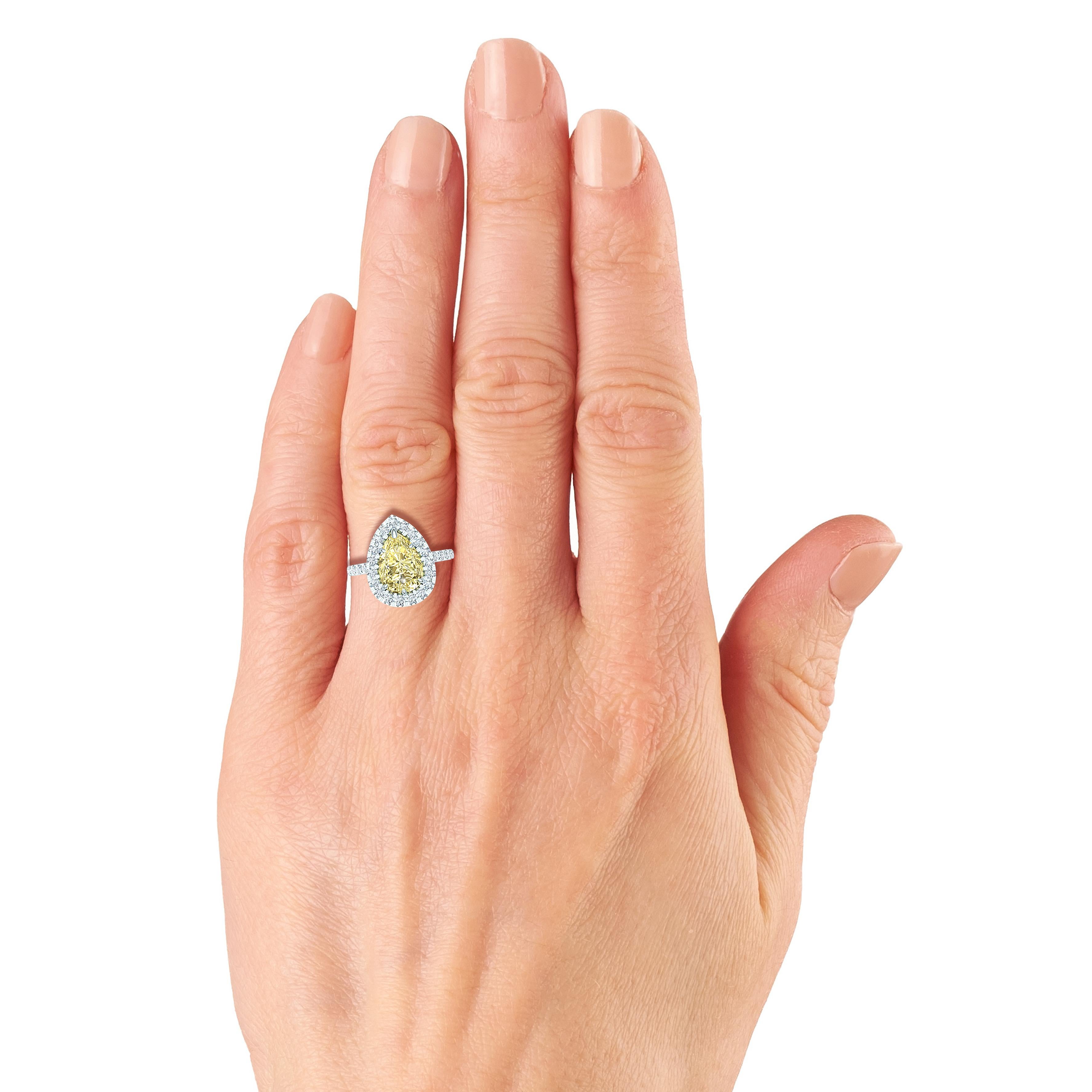 2 Karat birnenförmiger gelber Diamant-Verlobungsring im Angebot 3