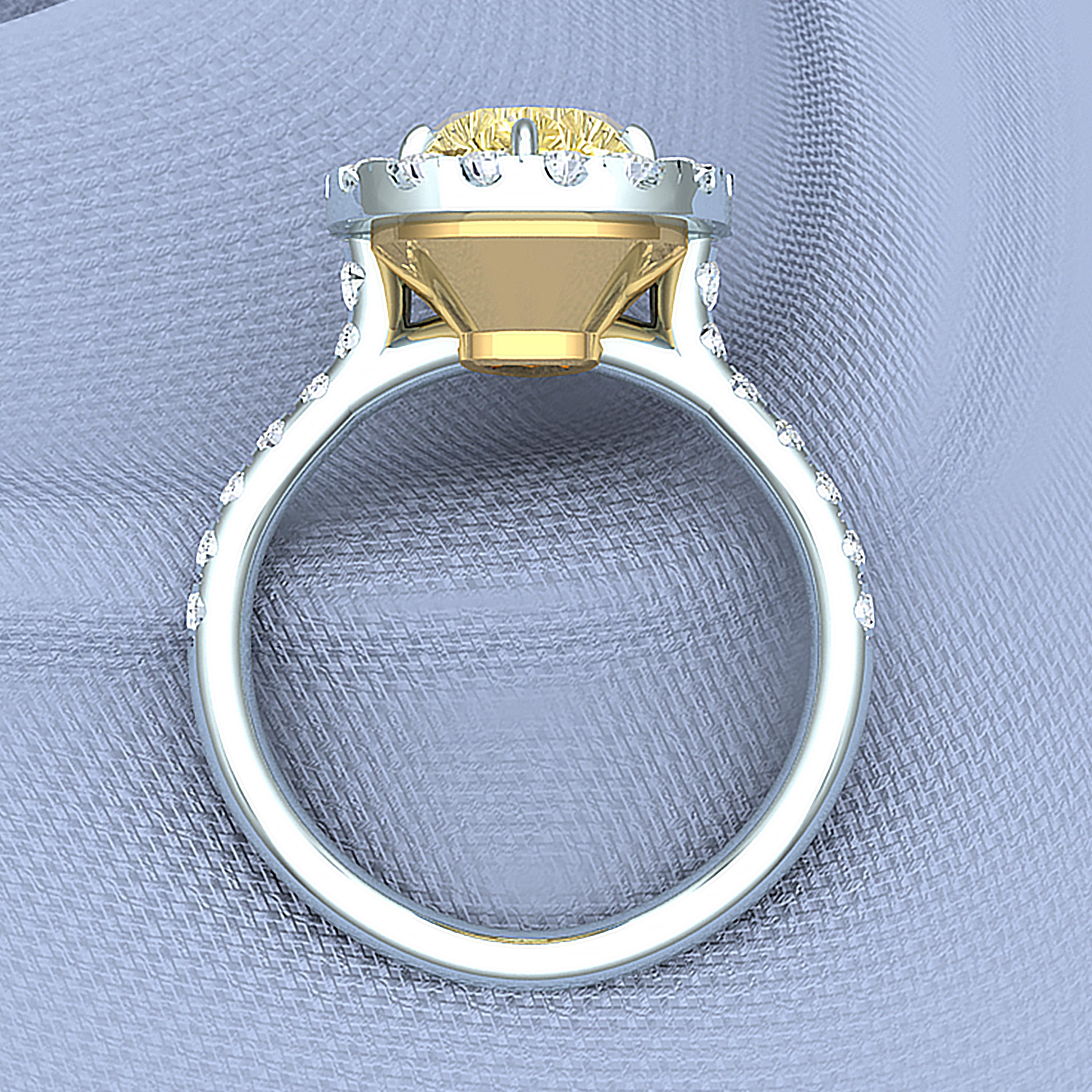 2 Carat Pear Shape Yellow Diamond Engagement Ring For Sale 1