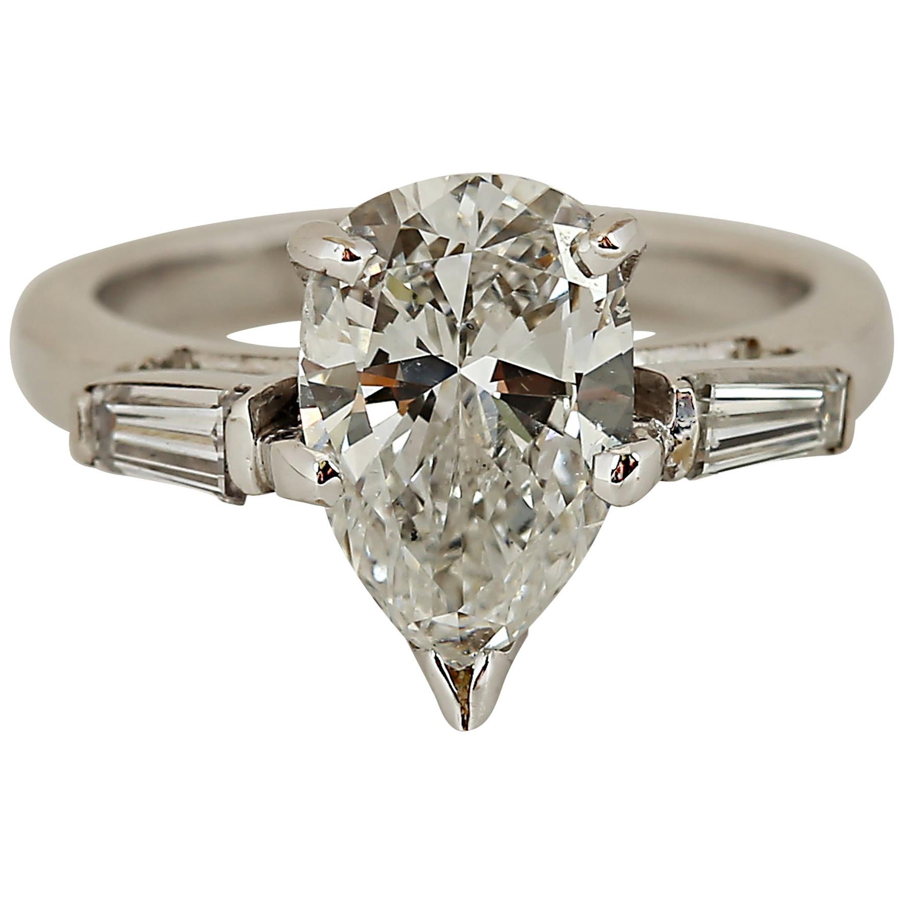 EGL Certified 2.01 Carat F SI2 Pear Shaped Diamond Engagement Ring