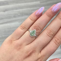 2 Carat Pear Statement Fancy Yellow green   A Crown-Worthy  Rarity  Diamond Ring