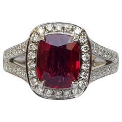 2 carat 'Pigeons Blood' unheated Burmese Ruby and Diamond Ring