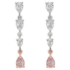 Orecchini a goccia con diamante rosa da 2 carati