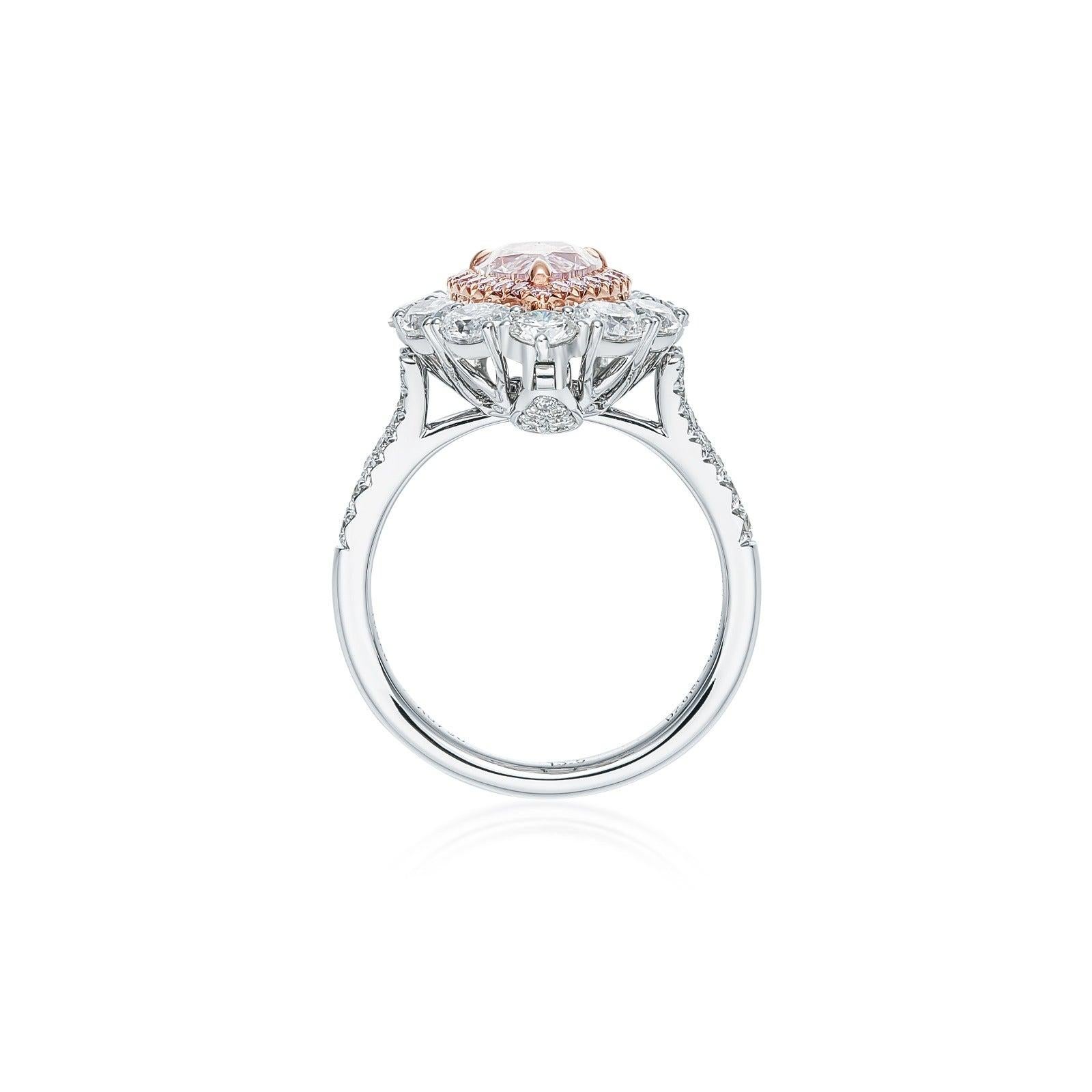 Pear Cut Rare Colors 2 Carat Pink Pear Diamond Cocktail Ring and Pendant For Sale
