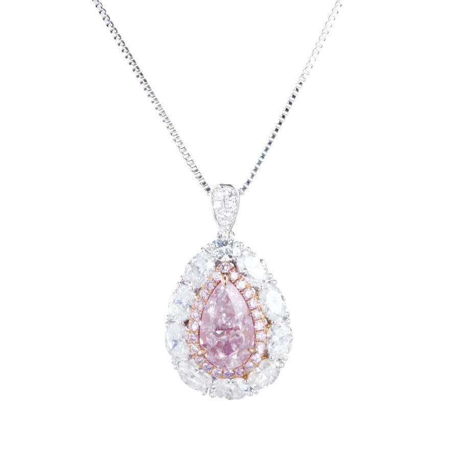 Rare Colors 2 Carat Pink Pear Diamond Cocktail Ring and Pendant In New Condition For Sale In New York, NY
