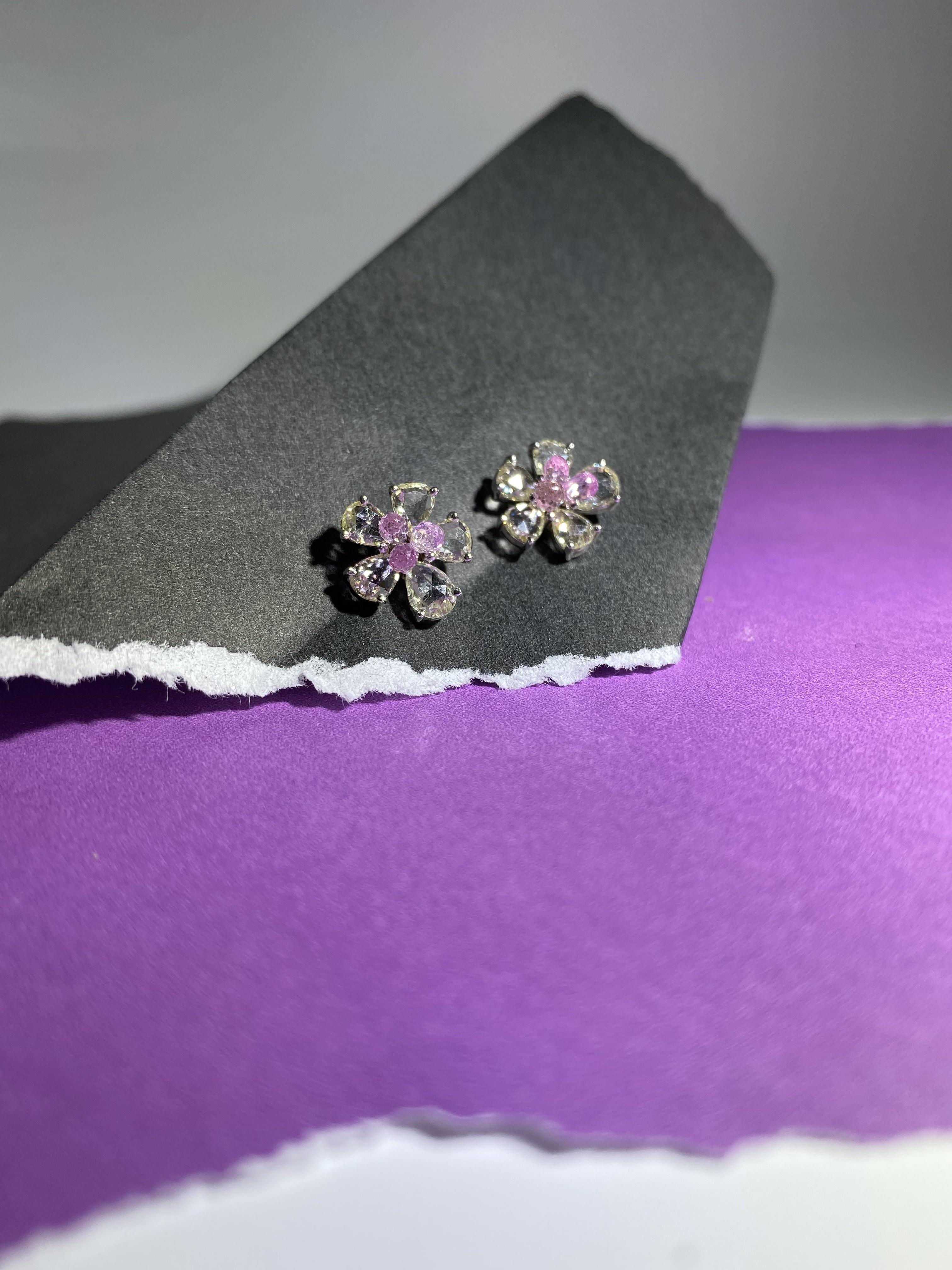 Clous de tourmaline rose 2 carats et diamants taille rose 2,38 carats en vente 6