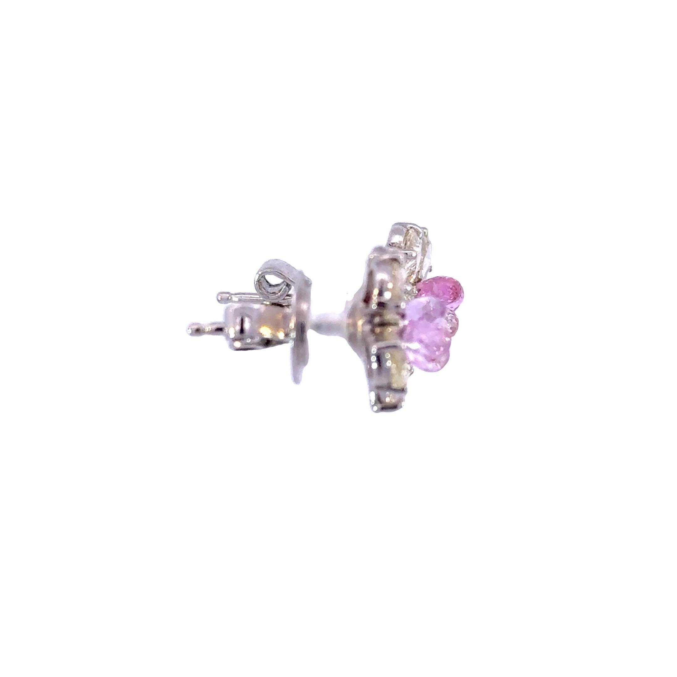 Taille rose Clous de tourmaline rose 2 carats et diamants taille rose 2,38 carats en vente