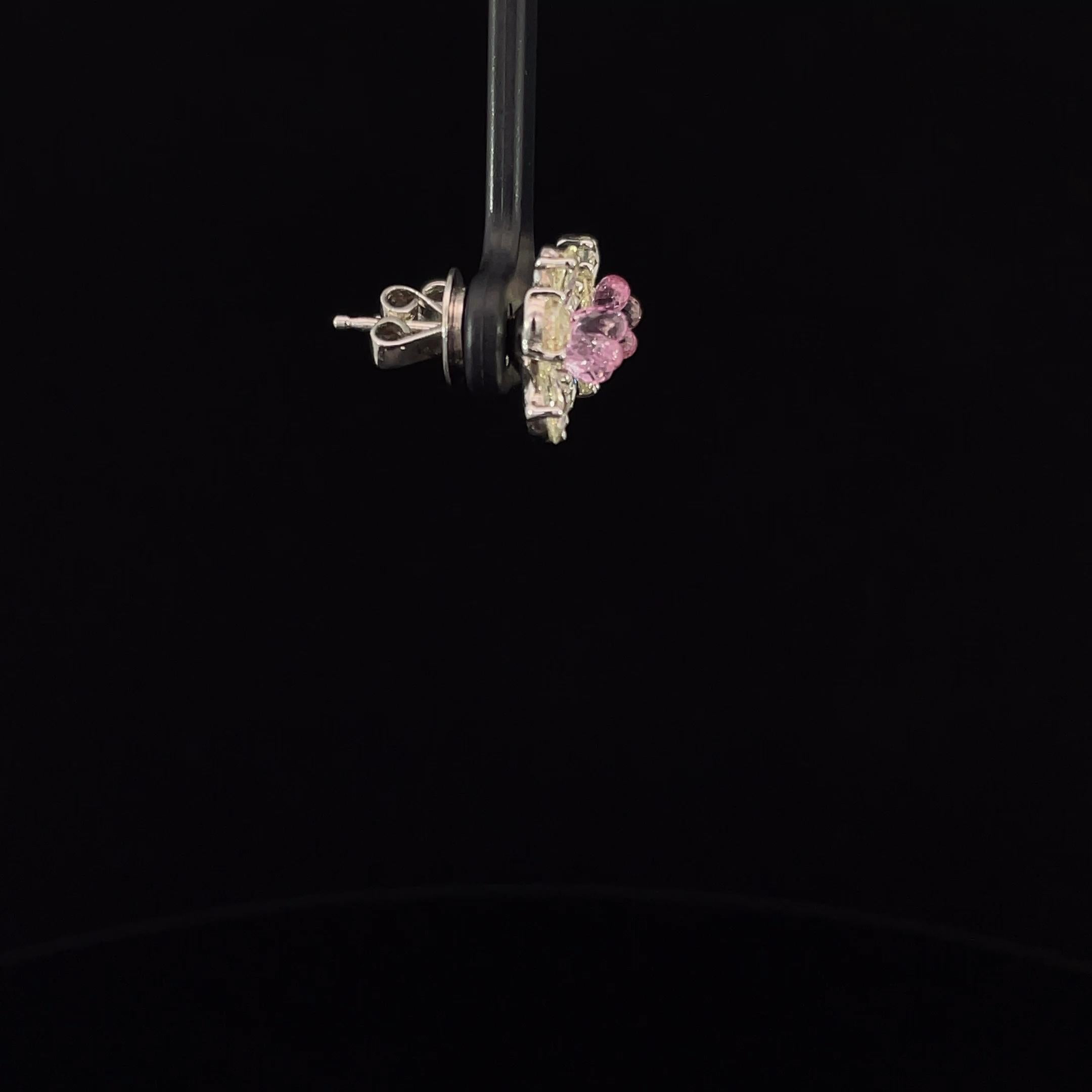 2 Carat Pink Tourmaline 2.38 Carat Rose Cut Diamond Studs For Sale 1