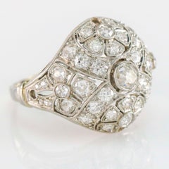2 Carat Platinum Filigree Edwardian Diamond Dome Ring