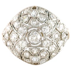 2 Carat Platinum Filigree Edwardian Diamond Dome Ring