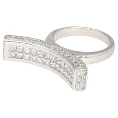 2 Karat Prinzessinnenschliff Diamant verkrustete gewölbte Top Überlappung Ring in 18K