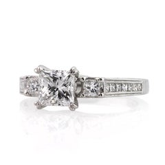 2 Carat Princess Diamond Ring Brilliant White 14K White Gold Modern Nobility