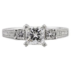 2 Carat Princess Diamond Ring Brilliant White 14K White Gold Modern Nobility
