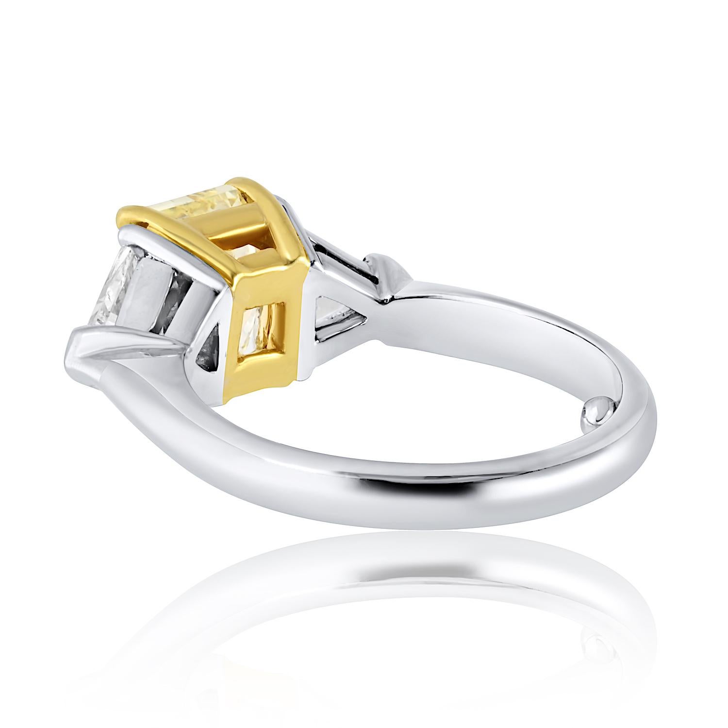 2 Carat Radiant Cut Diamond Fancy Yellow GIA Engagement Ring In New Condition For Sale In New York, NY