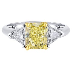 2 Karat Strahlenschliff Diamant Fancy Gelber GIA Verlobungsring
