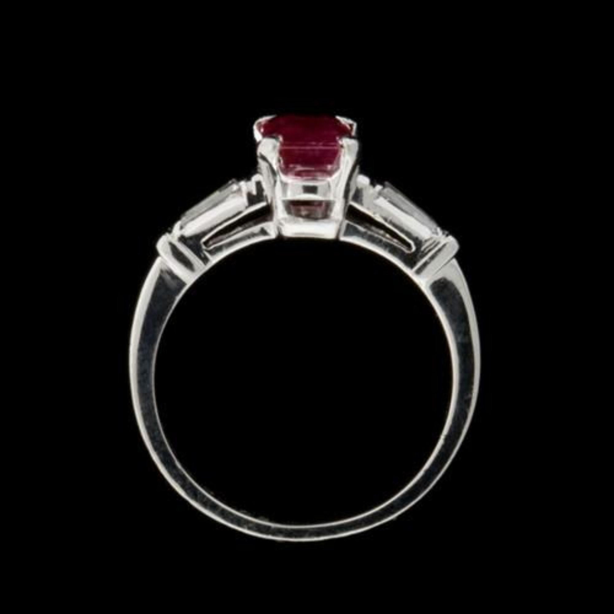 For Sale:  2 Carat Radiant Cut Ruby Diamond Engagement Ring Art Deco Ruby Wedding Ring 2