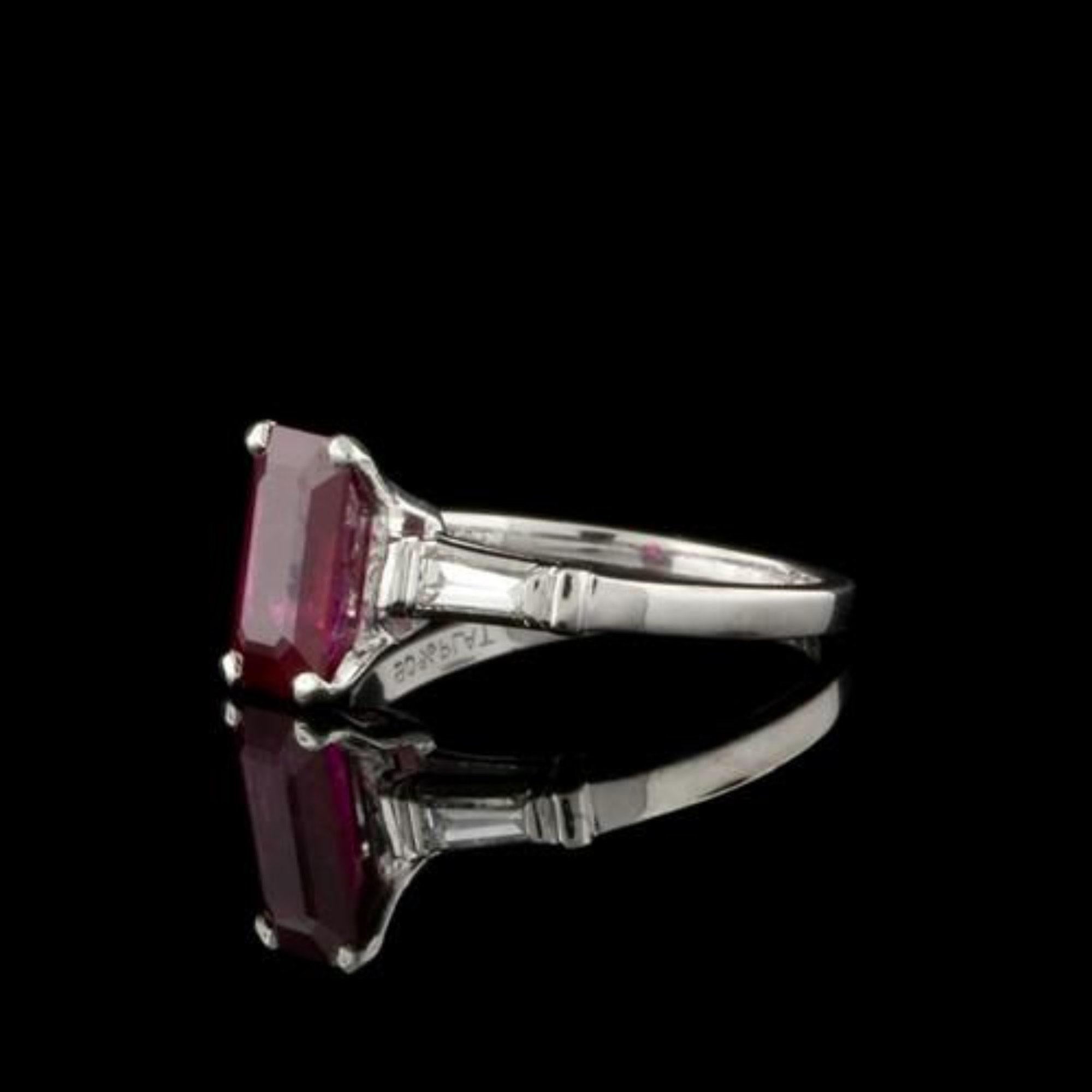 For Sale:  2 Carat Radiant Cut Ruby Diamond Engagement Ring Art Deco Ruby Wedding Ring 3
