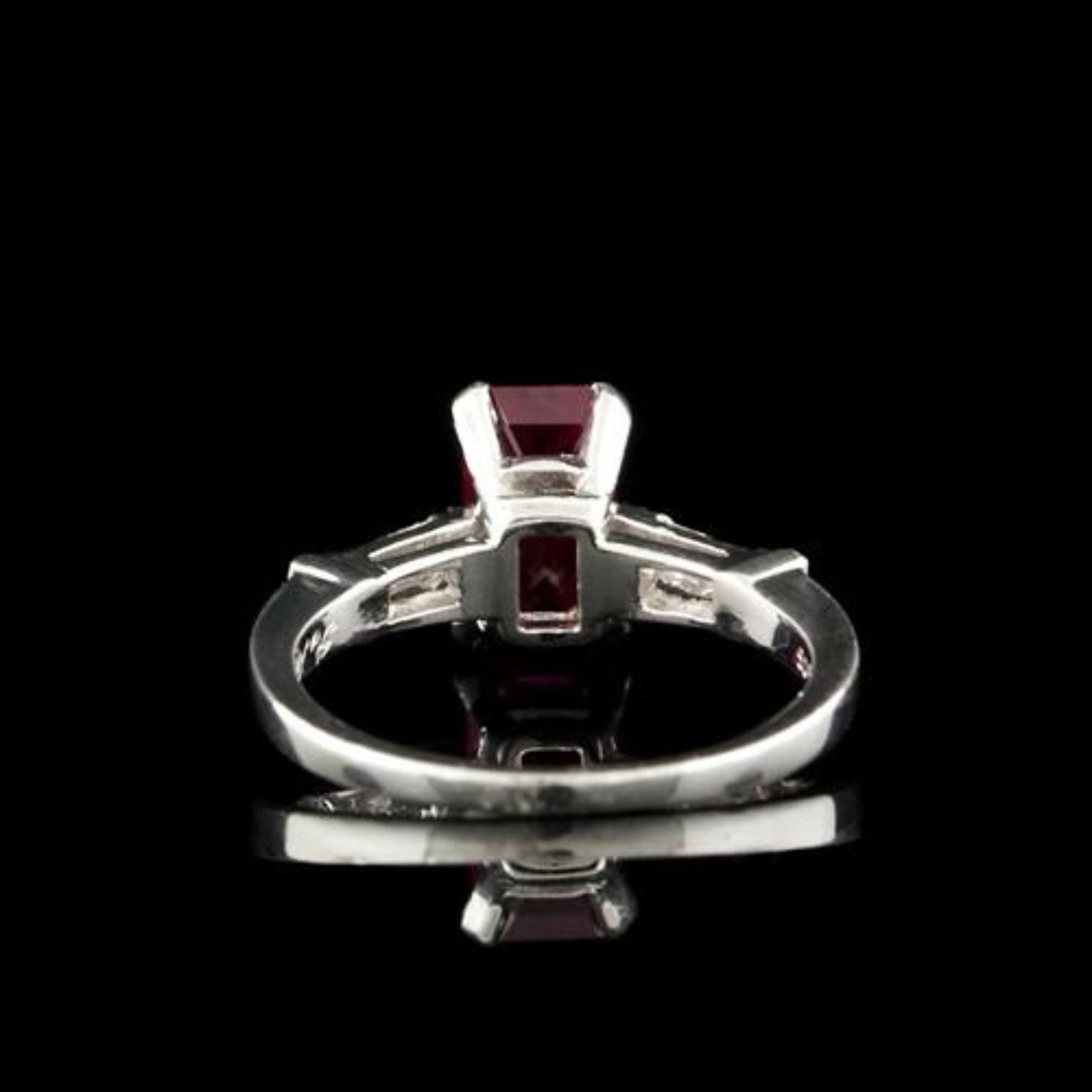 For Sale:  2 Carat Radiant Cut Ruby Diamond Engagement Ring Art Deco Ruby Wedding Ring 4