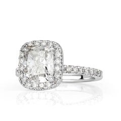 2 Carat Radiant Diamond Ring Brilliant White 14K White Gold Quiet Power Heirloom