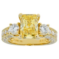 2 Carat Radiant Statement Fancy Yellow 18K  Royal Radiance  Diamond Ring