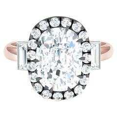 2 Carat Rectangular Diamond Engagement Ring GIA Certified