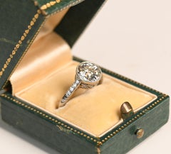 GIA 2 Carat Old European Cut Ring. Diamond Accent Engagement Ring Platinum K VS2