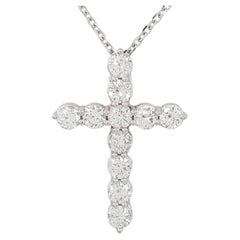 2 Carat Round Brilliant Cut Diamond Cross White Gold Necklace