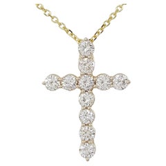 2 Carat Round Brilliant Cut Diamond Cross White Gold Necklace