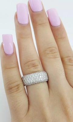 2 Carat Round Brilliant Cut Diamond Five-Row Pavé Set Half Circle Ring