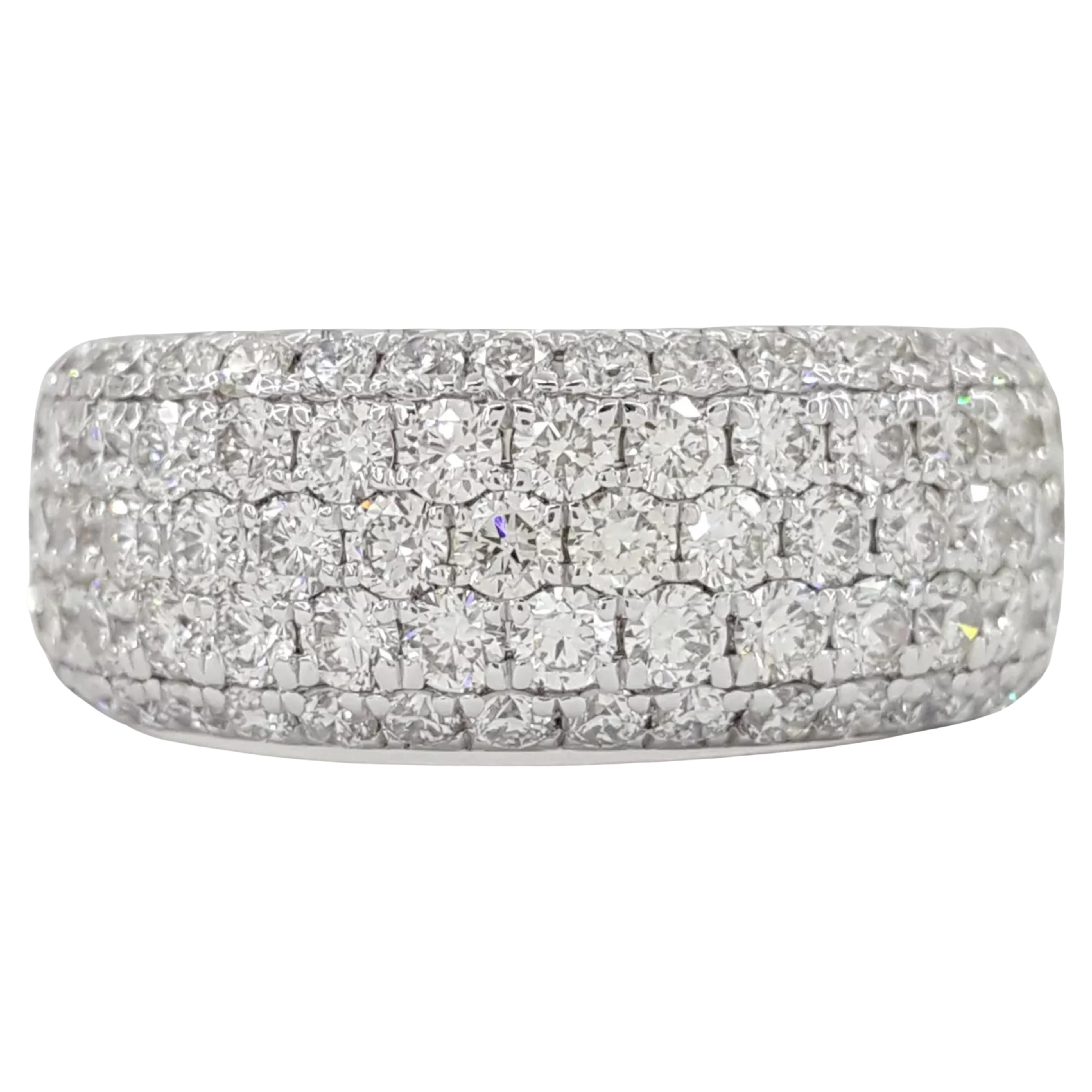 2 Carat Round Brilliant Cut Diamond Five-Row Pavé Set Half Circle Ring