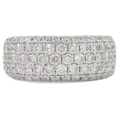 2 Carat Round Brilliant Cut Diamond Five-Row Pavé Set Half Circle Ring